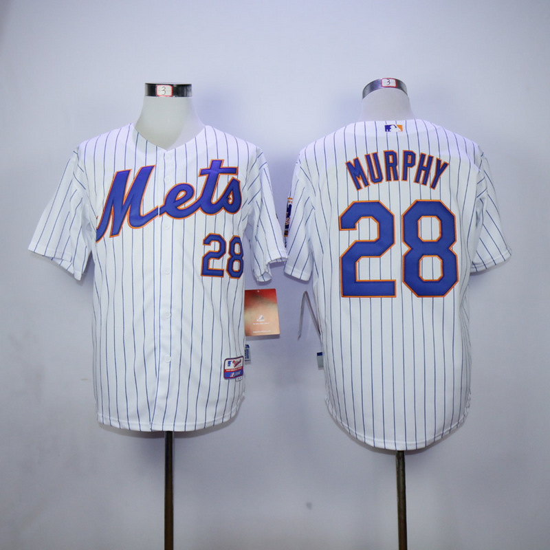 Men New York Mets #28 Murphy White Stripe MLB Jerseys->new york mets->MLB Jersey